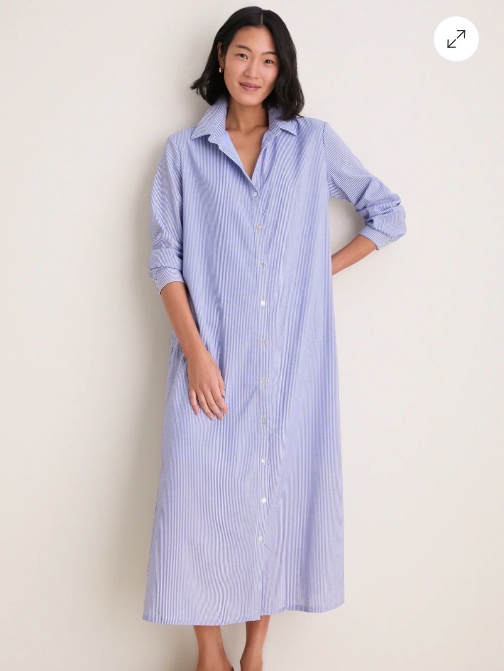 Pomander Place Tuckernuck Blue White Stripe Griffin Long Sleeve Shirt Maxi Dress